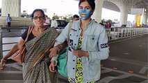 Adah Sharma wears Cool Mask with her Grandmother spotted at Airport |FilmiBeat