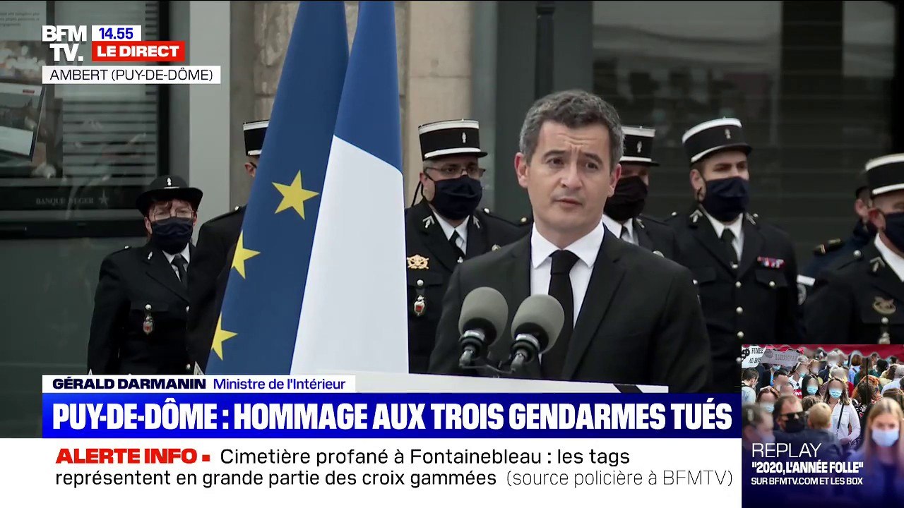 "L'émotion est immense": Gérald Darmanin rend hommage aux trois gendarmés tués dans le Puy-de-Dôme