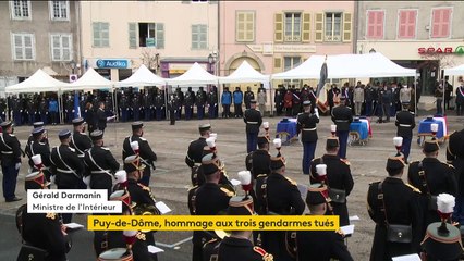Hommage aux gendarmes tués dans le Puy-de-Dôme : "Il n'y a pas plus noble sacrifice que celui-là", déclare Gérald Darmanin
