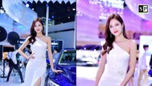 Chinese car show models at the Guangzhou Auto Show 2020