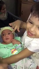 New born baby moments when kids meet funny kids