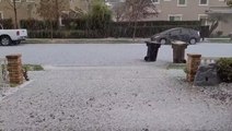 Hail coats California roads so thickly it looks like snow