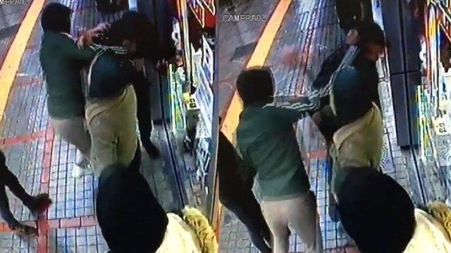 Rize'de sokak ortasında tekmeli yumruklu kavga