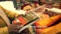 Silk sarees on display at shop in Sarojini Nagar _ Bridal shopping during Coronavirus Pandemic