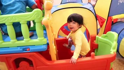 Ryan plays fun indoor obstacle course Challenge!