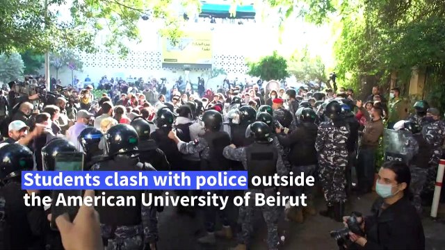 Lebanese students protest tuition hikes, clash with riot police