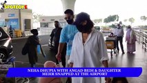 Neha Dhupia with Angad Bedi & daughter mehr snapped at the Airport | SpotboyE