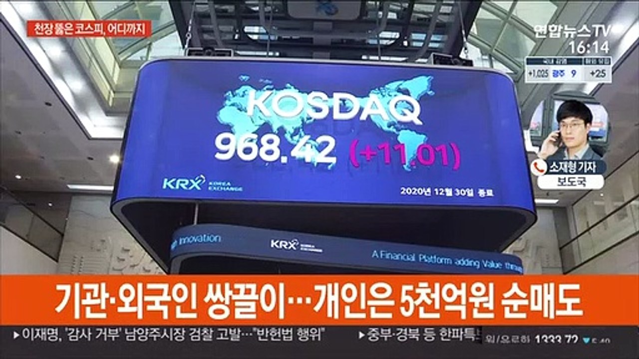 코스피 역대 최고치로 올해 마감…2,900선 바짝