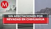 Chihuahua se cubre de blanco por nieve; autoridades piden extremar precauciones