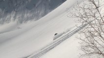 Skier Crashes Into Snow And Rolls Down While Skiing