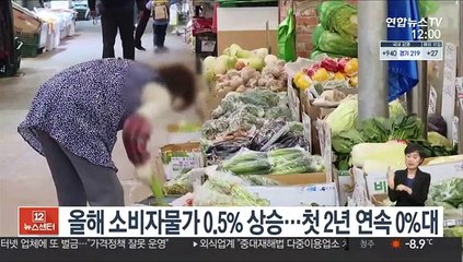 올해 소비자물가 0.5% 상승…첫 2년 연속 0%대