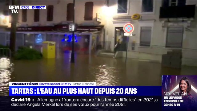 Tempête Bella: la ville de Tartas, dans les Landes, en proie à d'importantes inondations