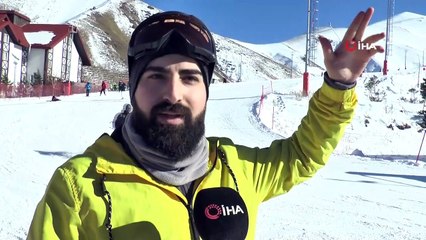Erzurum’da kayak severler eğlenceye doyamadı