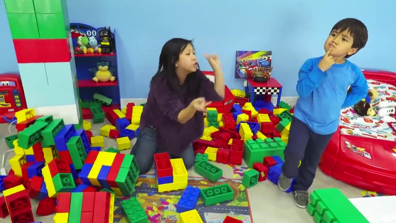Ryan plays with DIY Playhouse Lego Box Fort