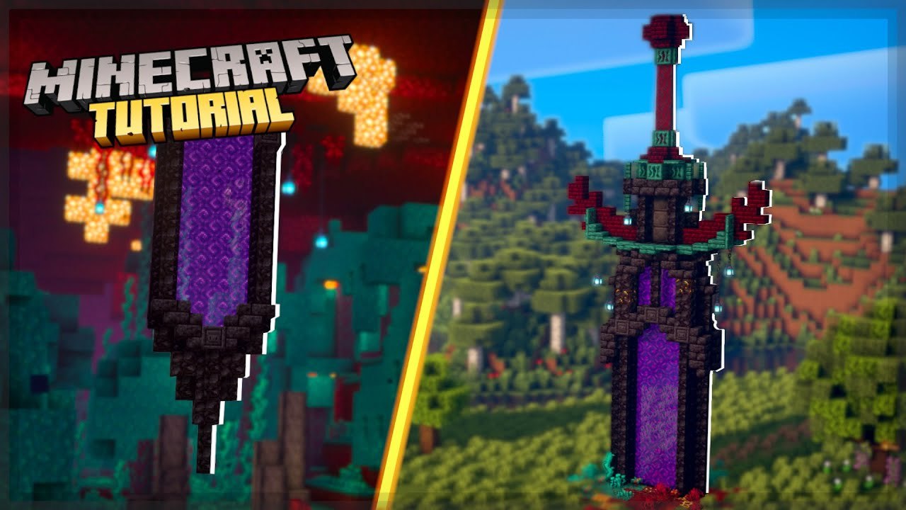 How to build a Nether Sword Portal in Minecraft - 1.16 Tutorial - video