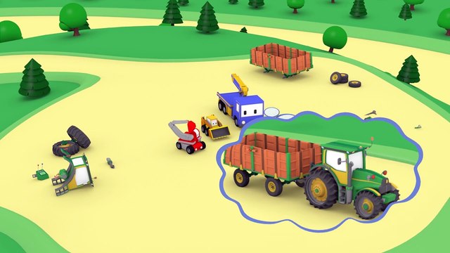 Mushroom Picking - Tiny Trucks for Kids with Street Vehicles Bulldozer, Excavator & Crane