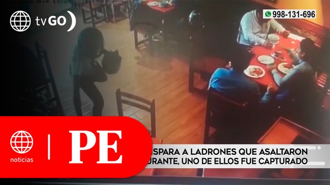 Policía en retiro dispara a ladrones que asaltaron a clientes de restaurante | Primera Edición