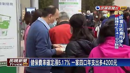 健保費率確定漲5.17% 一家四口年支出多4200元