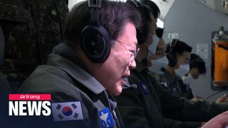 President Moon inspects country's defense readiness on board E-737 Peace Eye