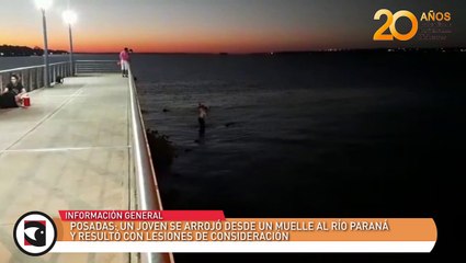 Posadas un joven se arrojó desde un muelle al río Paraná y resultó con lesiones de consideración
