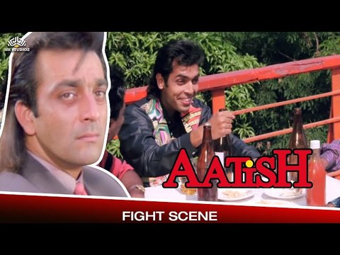 Sanjay Dutt's Fight In Restaurant | Aatish (1994) | Sanjay Dutt | Aditya Pancholi | Gulshan Grover | Bollywood Movie Scene