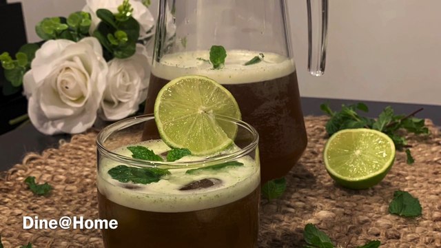 How to make jaggery mint lemonade (gurr podiny Ka sharbat) recipe by dine at Home..