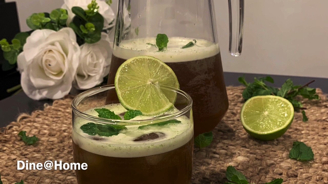 How to make jaggery mint lemonade (gurr podiny Ka sharbat) recipe by dine at Home..