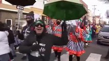 Ciudadanos disfrazados protestan por la cancelación del desfile de Año Nuevo en Filadelfia
