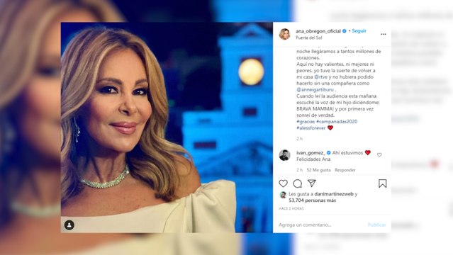 Ana Obregón agradece el apoyo recibido tras presentar las Campanadas