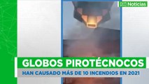 Más de 10 incendios han causado globos pirotécnicos en Antioquia durante 2021