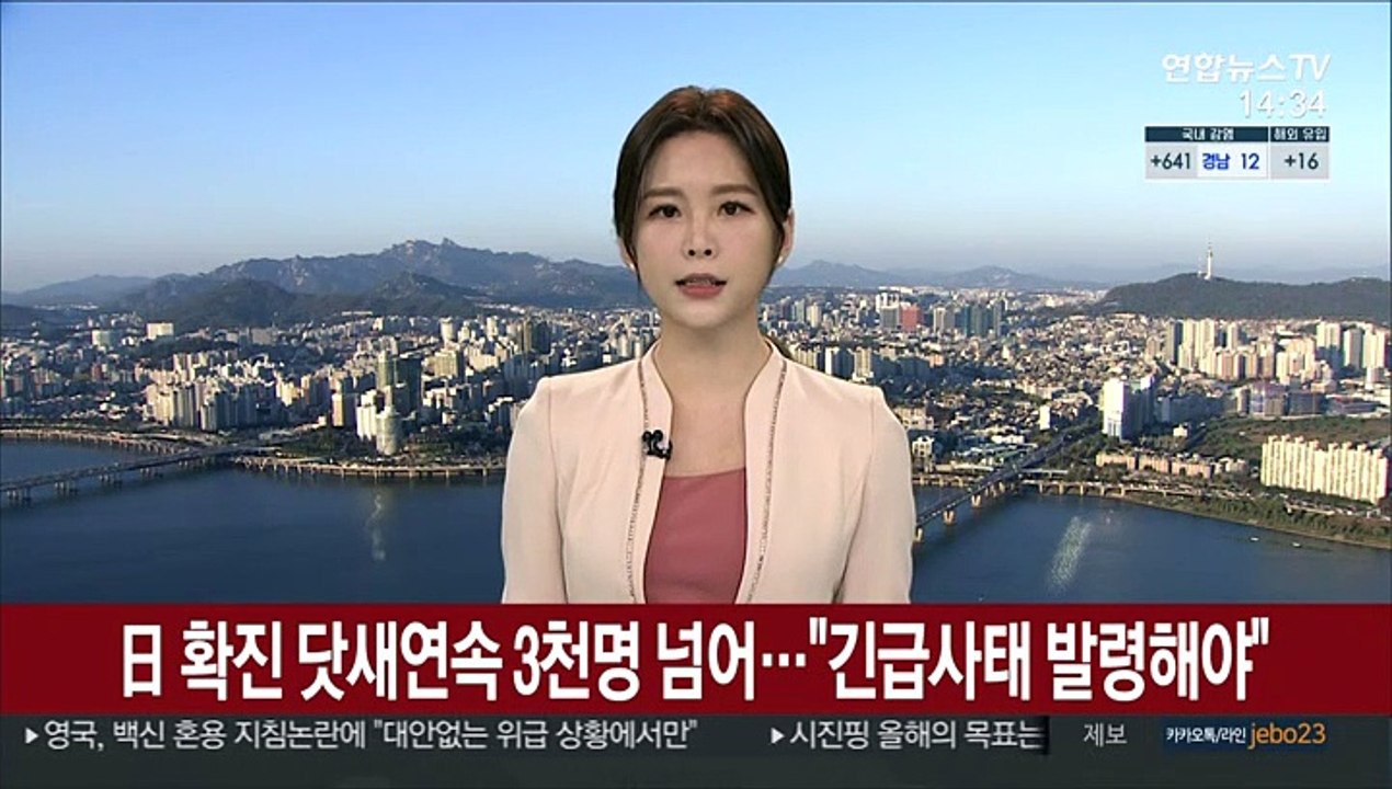 일본 확진 닷새 연속 3천명 넘어…지자체장 긴급사태선언 요청