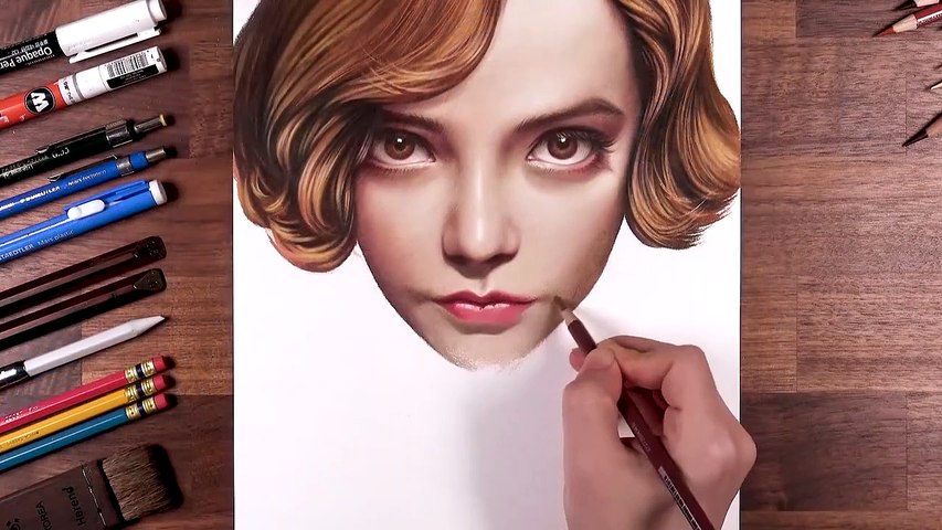 Beth Harmon drawing - How to draw an Anya Taylor-Joy - - The Queen's Gambit  - video Dailymotion