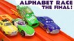 4 Lane Hot Wheels Alphabet Race Learn English with Disney Cars Lightning McQueen versus the Funny Funlings in this Family Friendly Funlings Race Full Episode English Video for Kids from Kid Friendly Family Channel Toy Trains 4U