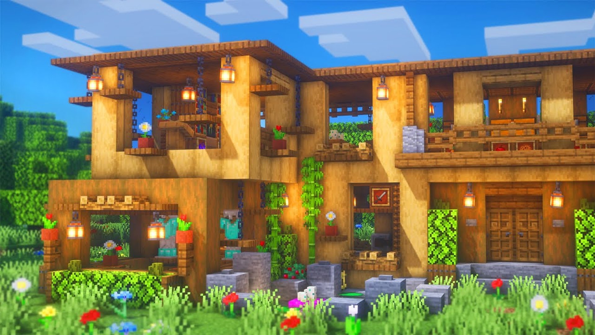 Minecraft How To Build A Wooden Mansion Large Wooden House Tutorial Video Dailymotion