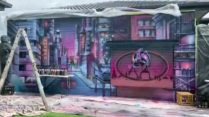 Cityscape Mural X Outdoor Cinema _ Extended Timelapse