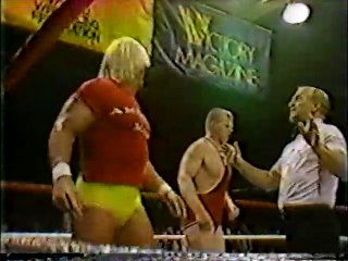 Hulk Hogan in Bob Backlund's corner [1984-01-07]
