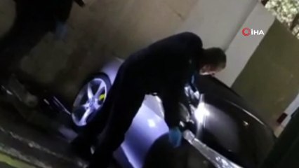 Hırsızlık yapmak için lüks otomobili böyle kestiler