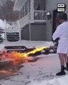 Man Uses Flamethrower to Clear Driveway of Snow