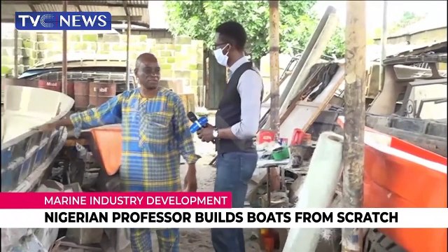 Nigerian Professor builds boat from scratch