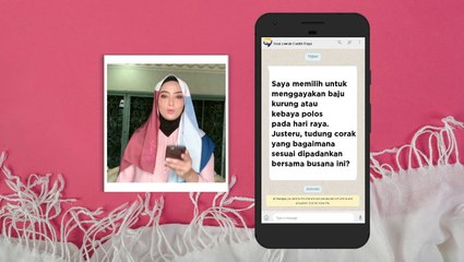 Kombinasi selendang corak bersama busana polos