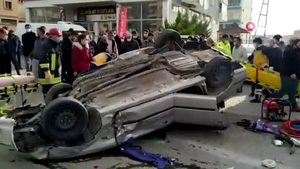 Feci kazada takla atıp 50 metre sürüklen kazadan sağ çıktılar