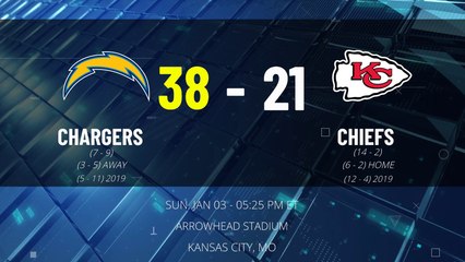 Chargers @ Chiefs Game Recap for SUN, JAN 03 - 05:25 PM ET EST