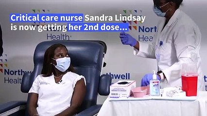 Download Video: America's first vaccinated nurse receives second dose of vaccine