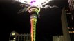 Crowd Celebrates Advent of New Year With Fireworks on Sky Tower in New Zealand