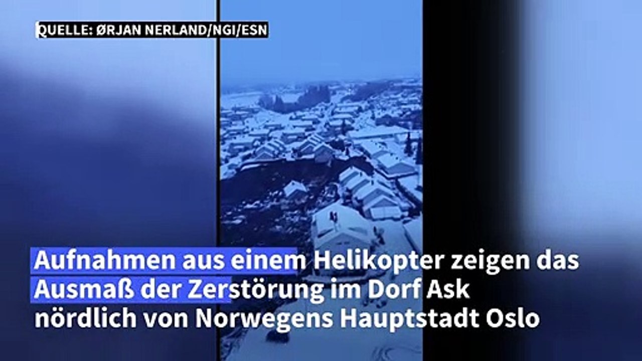 Luftbilder zeigen Ausmaß von Erdrutsch in Norwegen