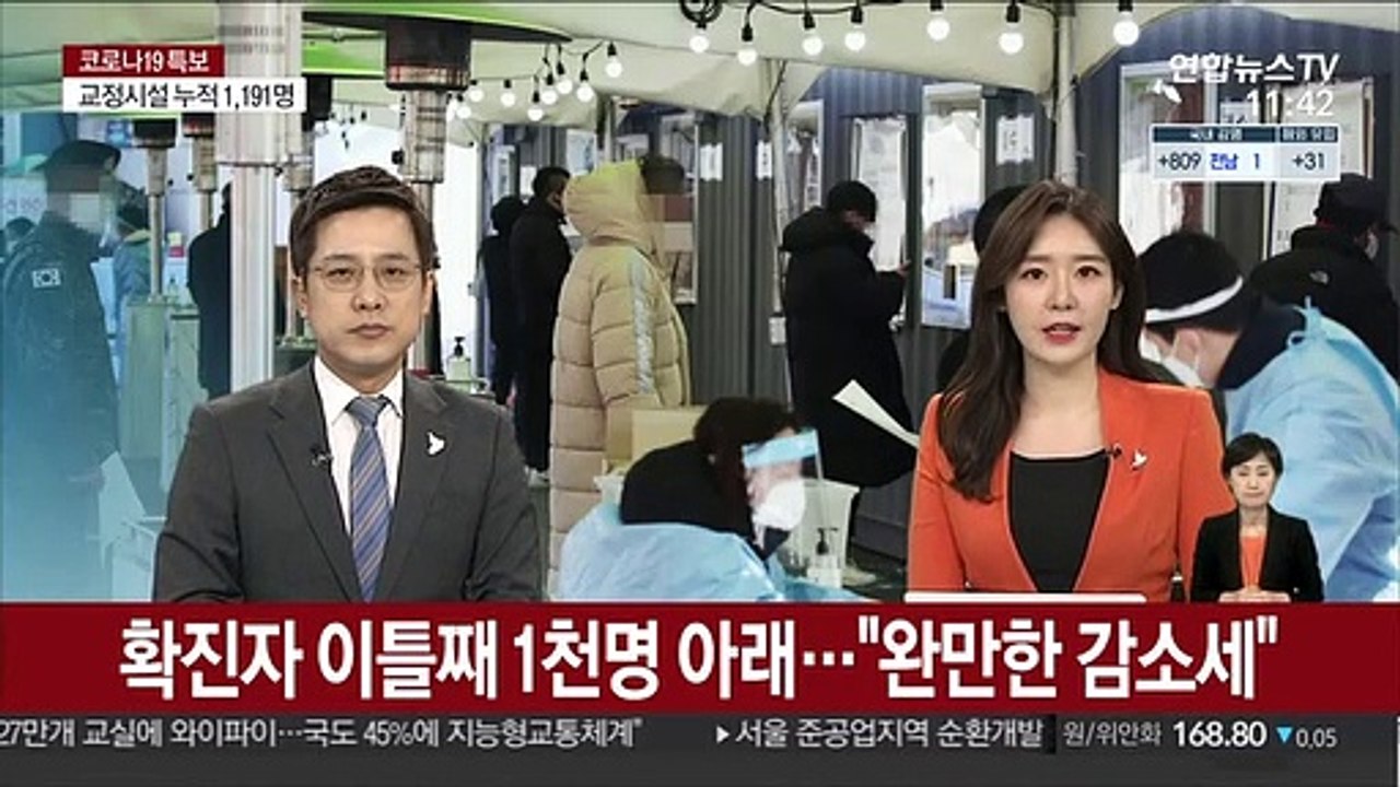 확진자 이틀째 1천명 아래…"완만한 감소세"