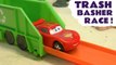 Hot Wheels Trash Basher Challenge with Disney Pixar Cars 2 Lightning McQueen versus Toy Story and Marvel Avengers in this Family Friendly Funny Funlings Race Full Episode English Video for Kids from Toy Trains 4U