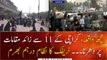 Severe traffic jam in Karachi due to sit-in on 11 different places