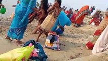 Desi Indian Holy open bath ganga snan