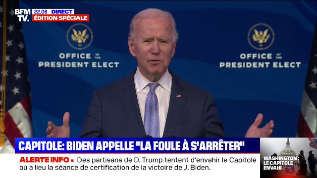 Joe Biden appelle le Président Trump à s'exprimer à la télévision et à exiger qu'on mette un terme à ce siège